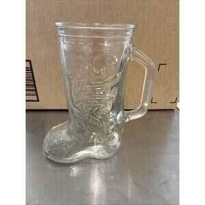 Cowboy Boot Beer Glass Handle 6" Tall w/Handle Beautiful Embossed Mexican Design